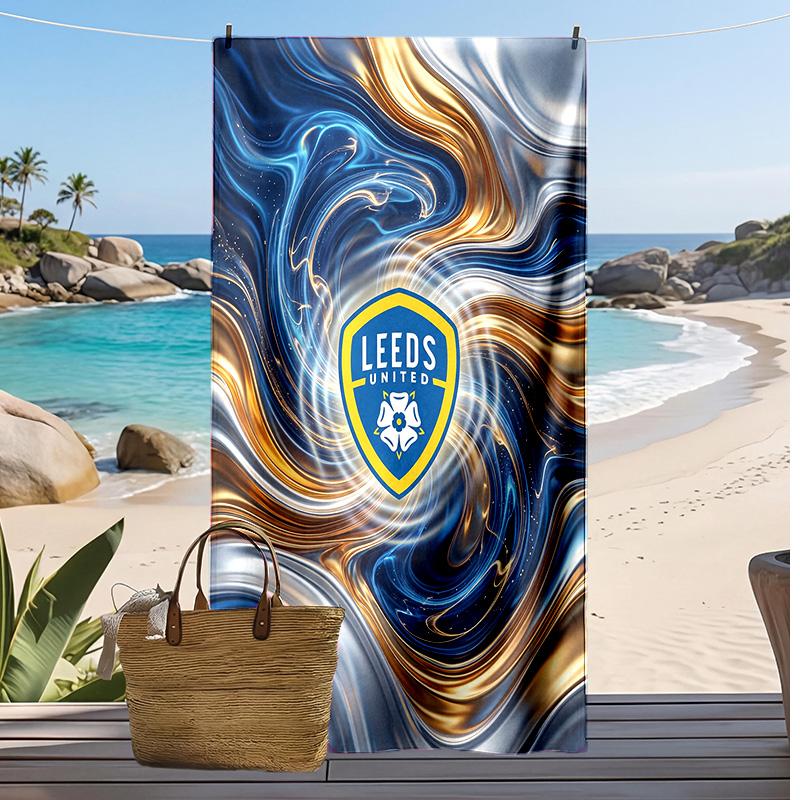 Пляжное полотенце с принтом футбольного клуба Leeds United, большое, мягкое, быстросохнущее, для пляжа, кемпинга, плавания