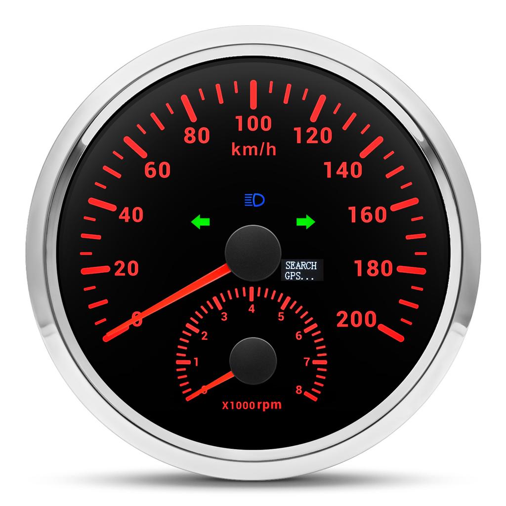 110 мм автоматический спидометр тахометр 2 в 1 цифровой датчик скорости с GPS антенной 0 ~ 8000 об / мин автомобильный одометр об / мин тахометр счетчик моточасов км / ч / миль / ч