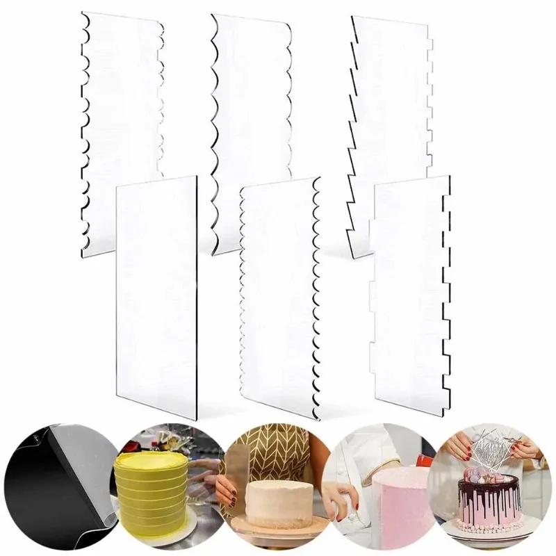 Transparent Cream Scraper Cake Making Frosting Scraper Rectangular Acrylic and Plastic Cake Baking Tool Cake Decorating Tools