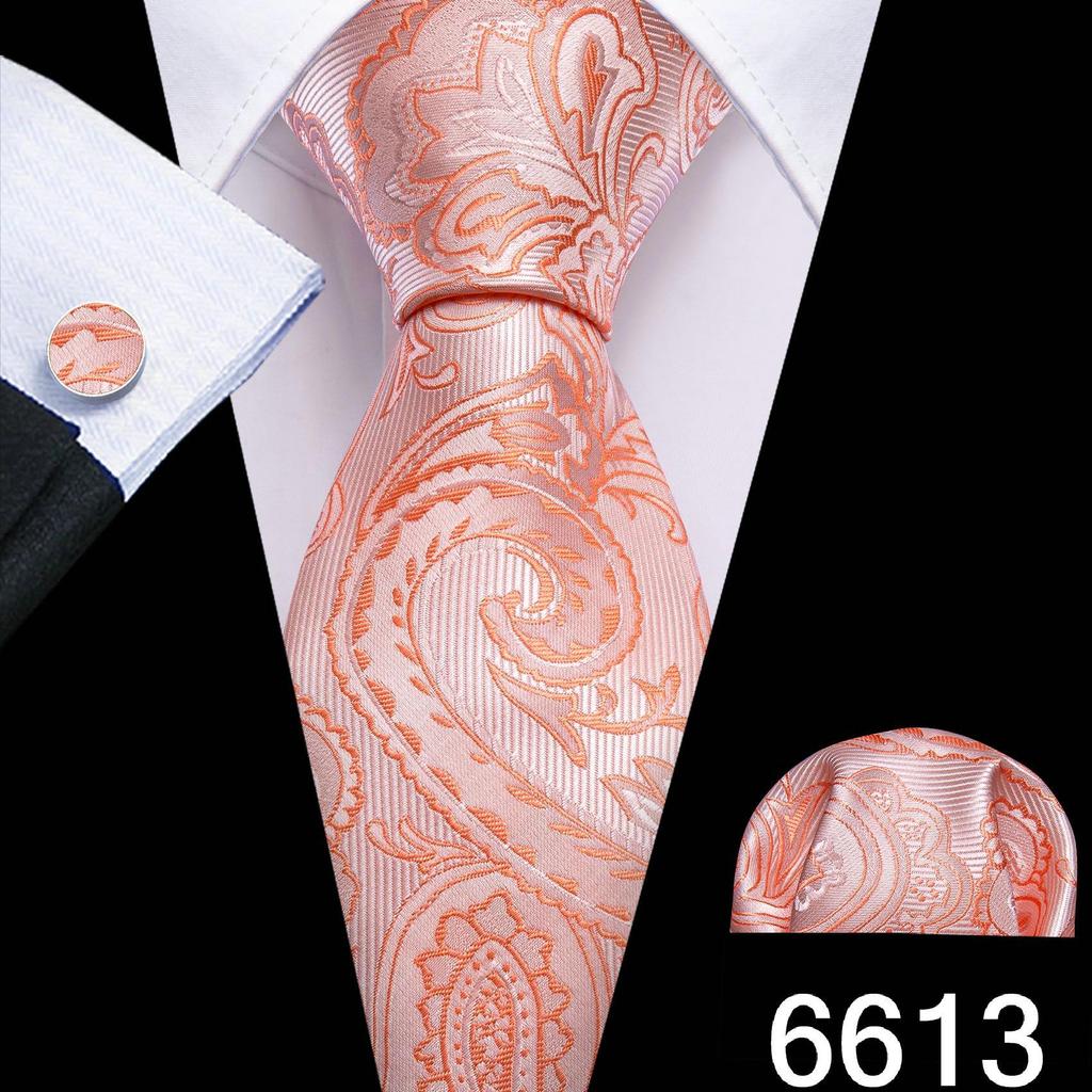 Мужской галстук Barry.Wang, жаккардовый шелковый галстук с узором пейсли, набор квадратных запонок с карманом