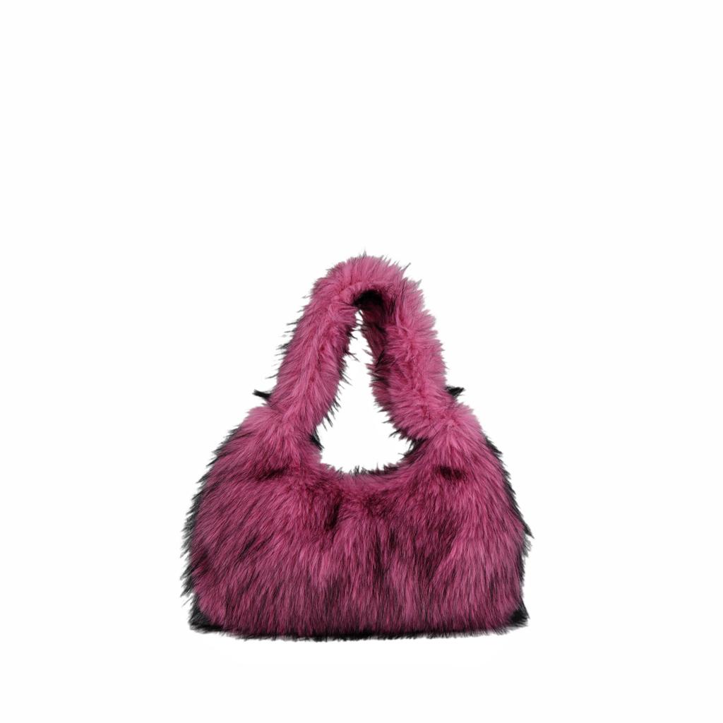 Autumn Winter New Faux Raccoon Fur Fluffy Handbag Women's Fashion Shoulder Bag Clutch Small Square Bag Soft Comfortable Versatile