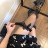 JK Lolita Girls Stockings Hollow Out Mesh Fishnet Thigh High Stockings Japan Style Cute Bowknot Lace Ruffle Long Socks Stockings