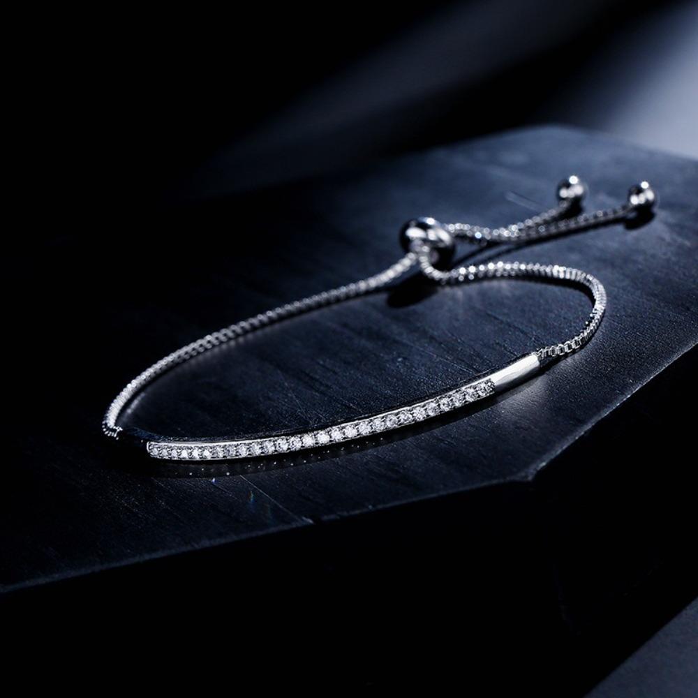 Регулируемый браслет со стразами, простой браслет-манжета из нержавеющей стали, креативный хрустальный браслет, женский