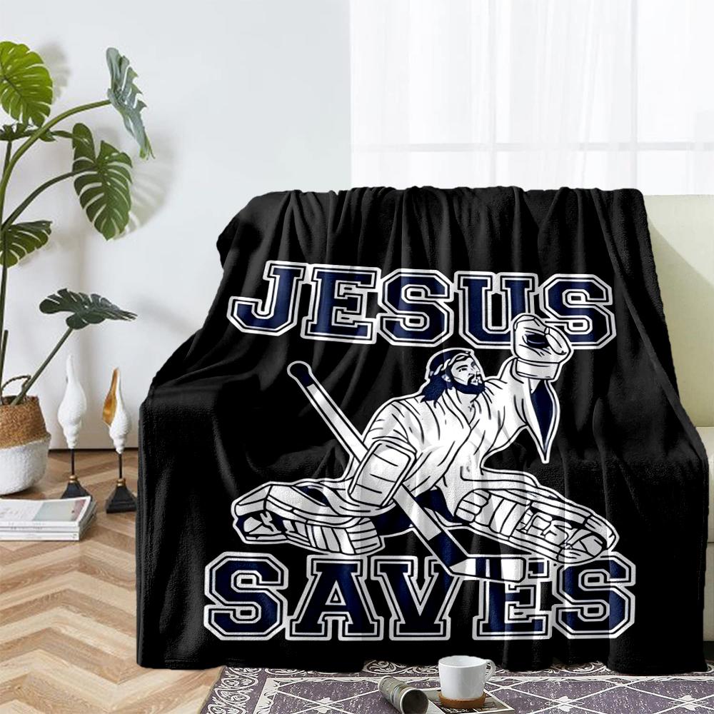 ice hockey Theme Printed Blanket - Perfect for Couch, Bed, Travel & Outdoor Use | Machine Washable, Cozy & Durable.