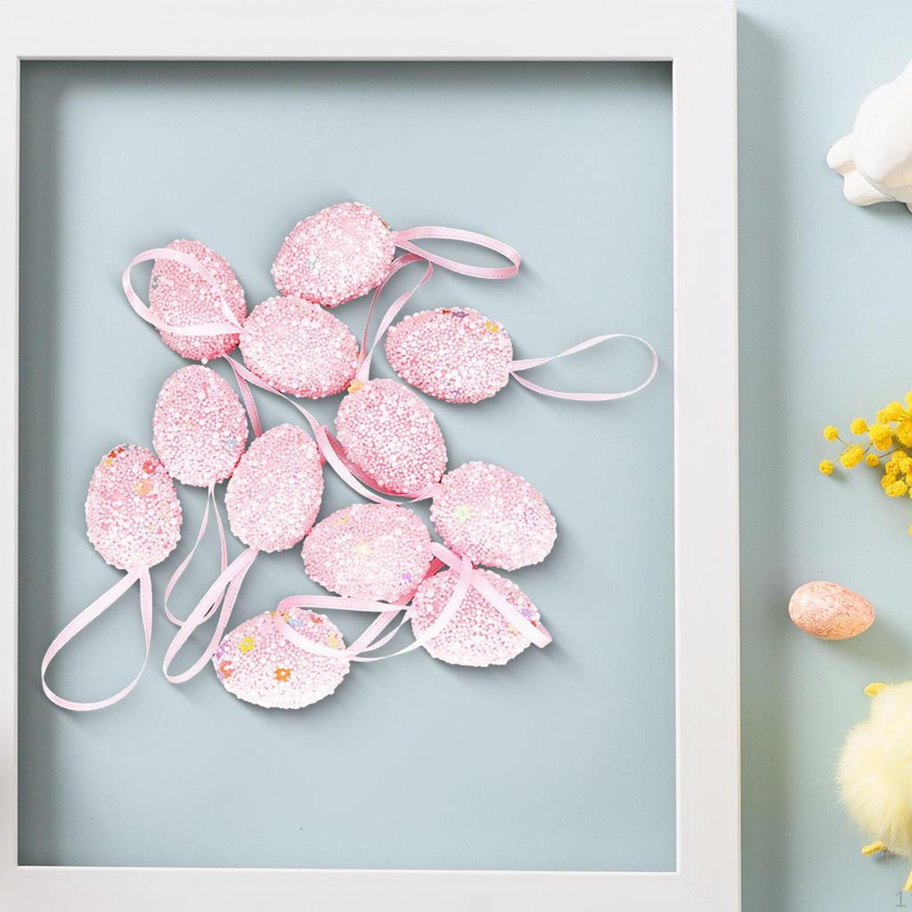 12 шт. 3x4 см, подвесные пасхальные яйца с ленточной петлей, декоративные для украшения дерева, многоразовые