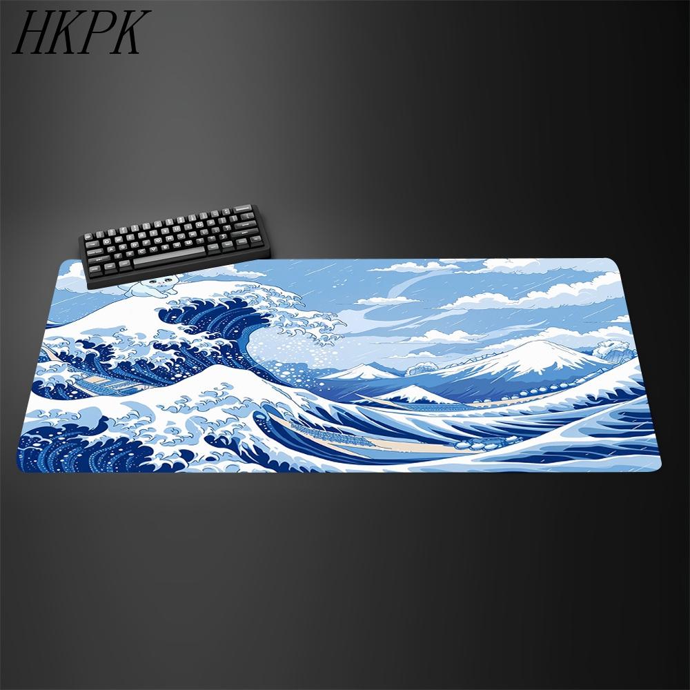 XXL xcm Black and White Giant Wave Keyboard Game Anime Mouse Pad Nonslip Rubber Art Computer Desk Mat Carpet With lockedge