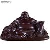 1 Pc Ebony Wood Carving Decoration of Maitreya Buddha Statue Solid Wood Crafts Feng Shui Pray for Auspiciousness Ensuring Safety