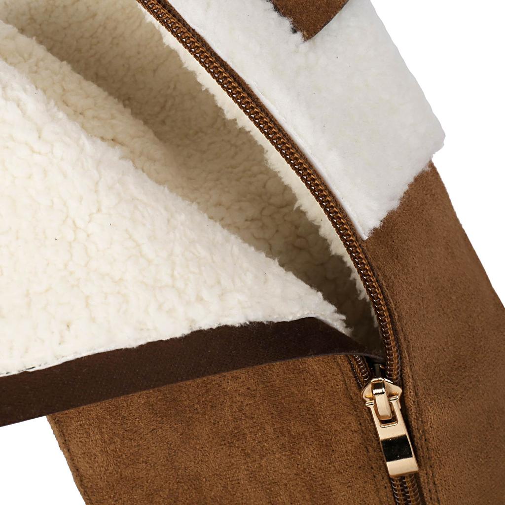 Krazing Po Flock Fur Keep Warm Winter Round To Western Boots Size 44 Size 48 Size 47 Chunky Heels Knee Boots