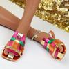 Women Slippers New Colorful Woven Flat Sandals Summer Flats Sandals Fashion Casual Beach Slippers Slides Women Zapatos De Mujer
