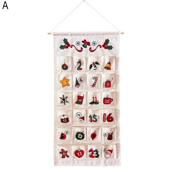 Fabric Christmas Advent Calendar with Multiple Pockets Easy To Hang 24 Days Countdown Advent Calendar Hanging Storage Bag