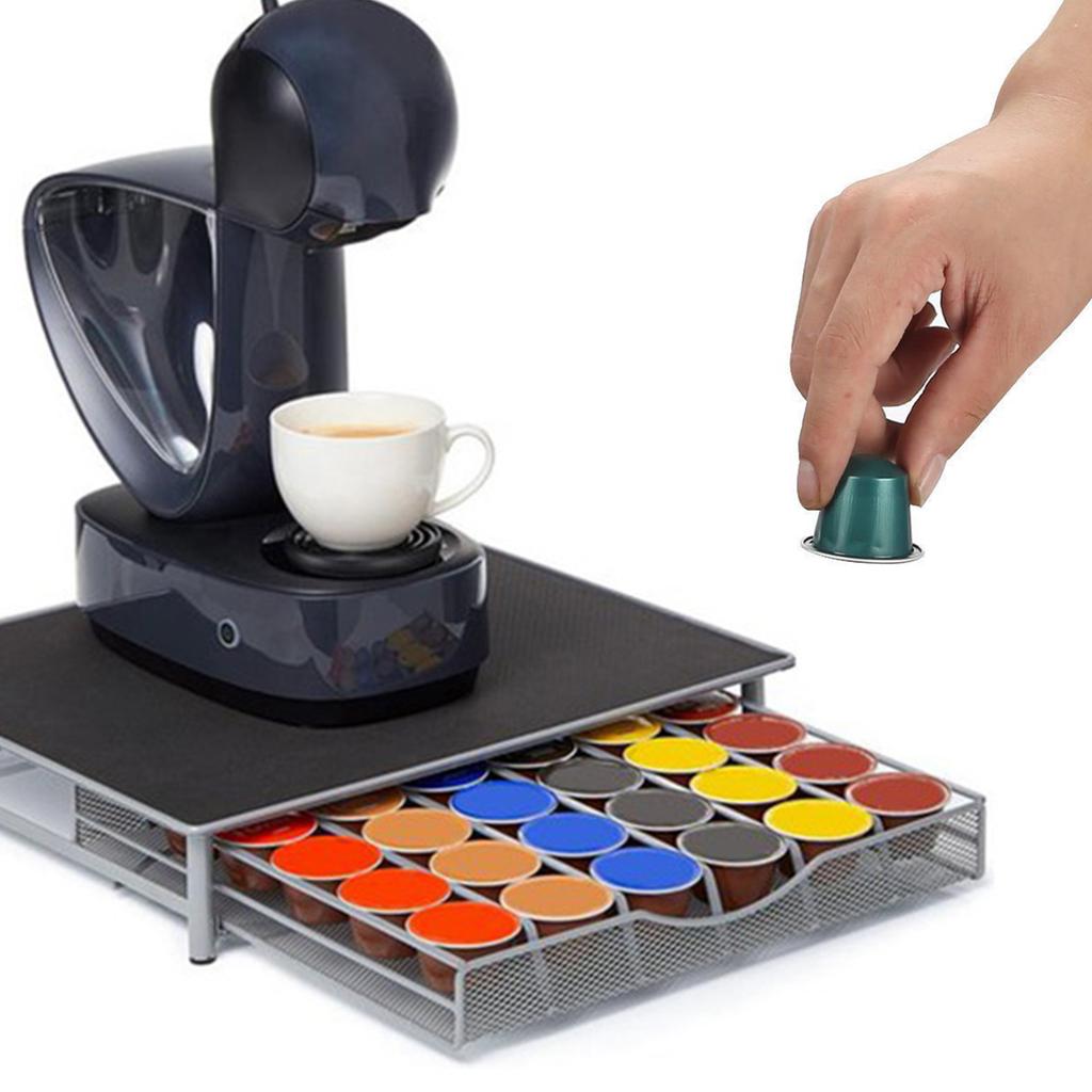 Coffee Pod Storage Drawer 36 Capacity Iron Capsule Organize Holder Drawer for Home Cafe  