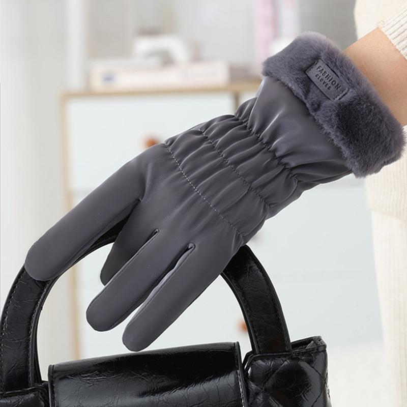 Женские зимние плюшевые толстые милые перчатки от холода и снега в корейском стиле с сенсорным экраном, брызгозащитные перчатки