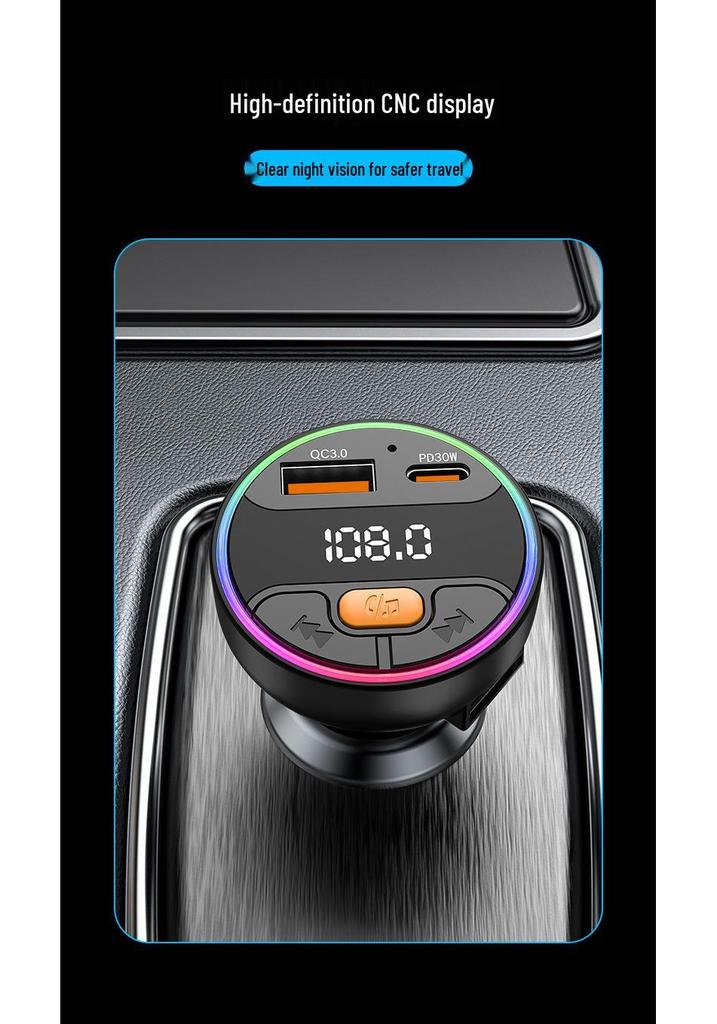 Быстрозаряжаемое Bluetooth автомобильное зарядное устройство и FM-передатчик с MP3-плеером и функцией громкой связи