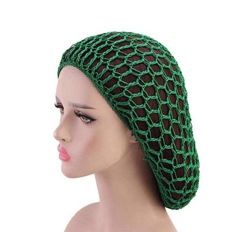 Сплошной цветной шарф, ночной чехол, тюрбан, женская сетка для волос, вязаная крючком шапка