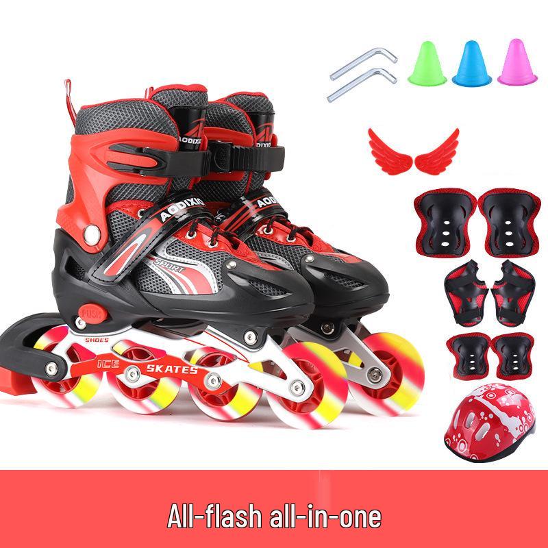 Регулируемый набор роликовых коньков с мигающими колесами для детей-начинающих