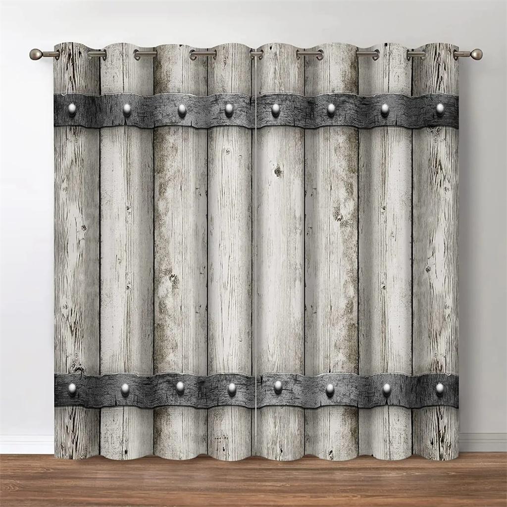 Деревенская винтажная деревянная амбарная дверь Фермерский дом Фермерское окно Занавеска для гостиной Детской спальни Ванной комнаты Кухни Дверь Домашний декор 2 шт.