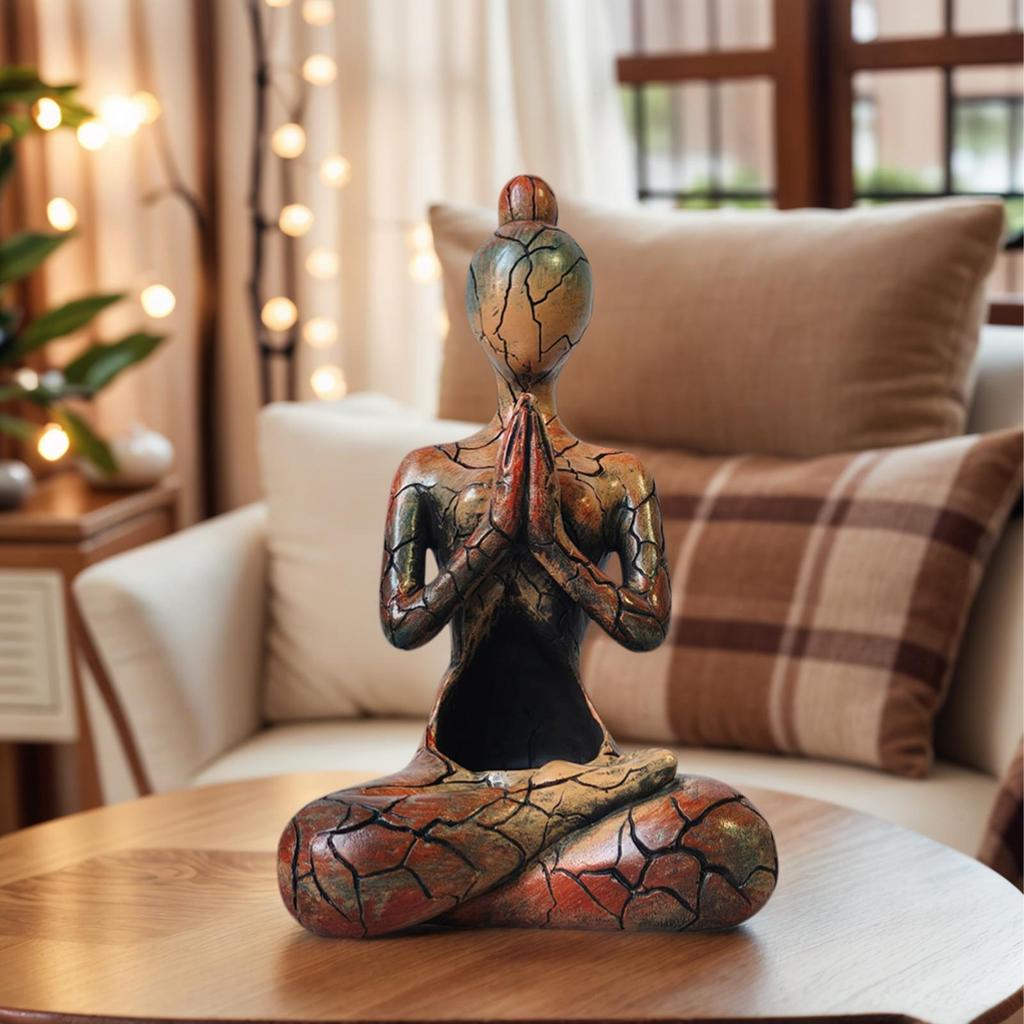 Статуя для медитации Подсвечник Zen для медитации Скульптура Йоги из смолы Настольное украшение Для духовного искателя Осознанность