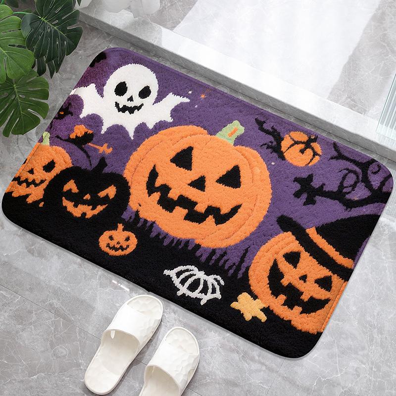 A Pair of Bat Bathroom Anti Slip Floor Mats, Washbasin Absorbent Foot Mats, Shower Room Small Carpet, Bathroom Door Mat