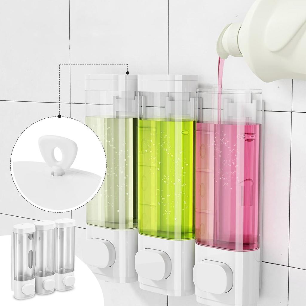 Shower Soap Dispenser Wall Mounted , Shampoo And Conditioner Dispenser,Shower Shampoo Dispenser 3 Chamber,Shower Dispenser