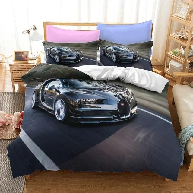 Sports Car Duvet Cover 3D Racing Car Printed Bedding Set Queen King Size With Pillowcases Men Cool Polyester Quilt Cover