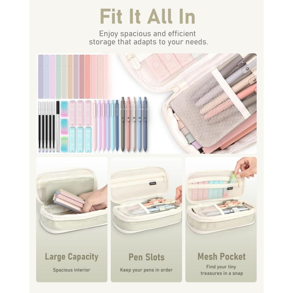 Four Candies Stationery Set, Pencil Case, Highlighter Pen, Ballpoint Pen, 0.5 & 0.7&0.9mm Mechanical Pencil Set, School Supplies Set, Student Statione