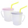 Agaphra New Magic Straw Cup 300ml X 2 Types Set, Pink + Gray, 1 Set