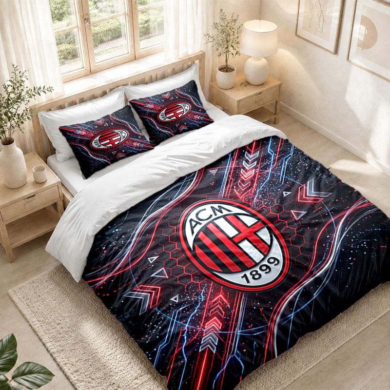 Комплект постельного белья 1 пододеяльник 2 наволочки Принт AC Milan Спальня Домашний декор