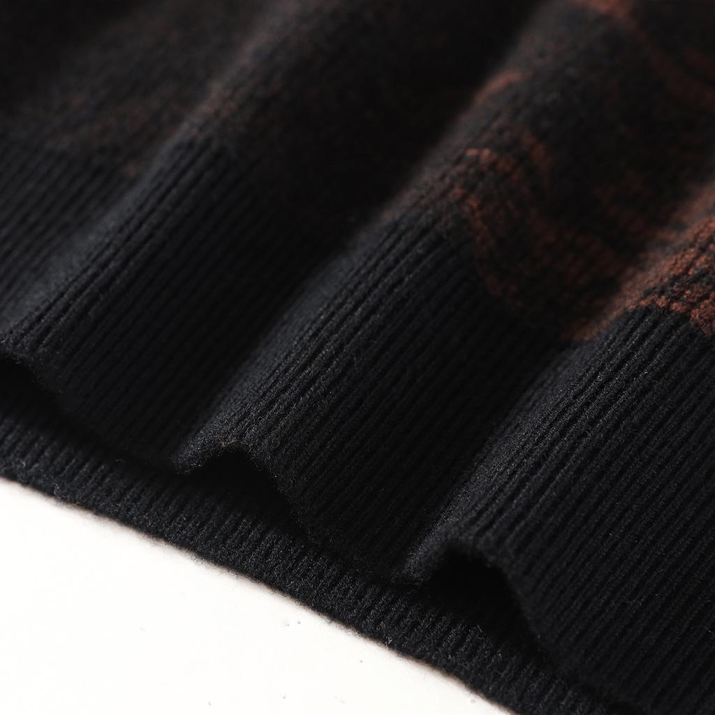 Jacquard Heavy Duty Thickened Round Neck Full Wool Sweater