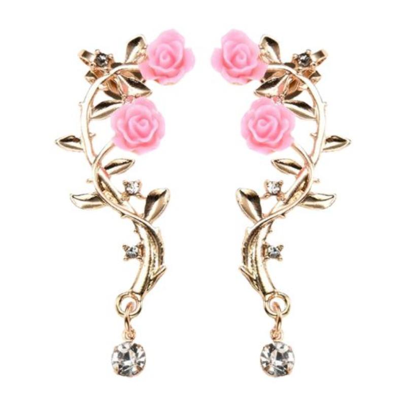 Серьги-клипсы без прокола с цветочным и растительным орнаментом, в золотом и серебряном исполнении