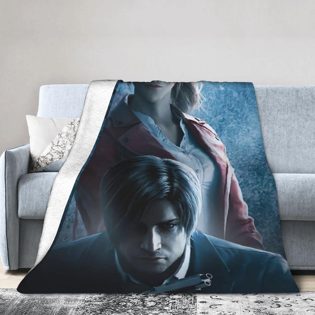 Leons Kennedy Residents Evils Warm Soft Blanket Students Plush Throw Blanket Pattern Couch Chair Flannel Bedspread Bed Cover