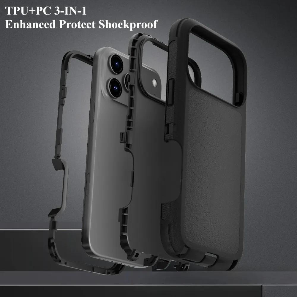 3-в-1 Защитный Броневой Чехол Военного Класса Ударопрочный для IPhone 17 Pro Max Air 16 E 15 14 Plus 13 12 11 OTTBOX Прочный Броневой Защитный Чехол