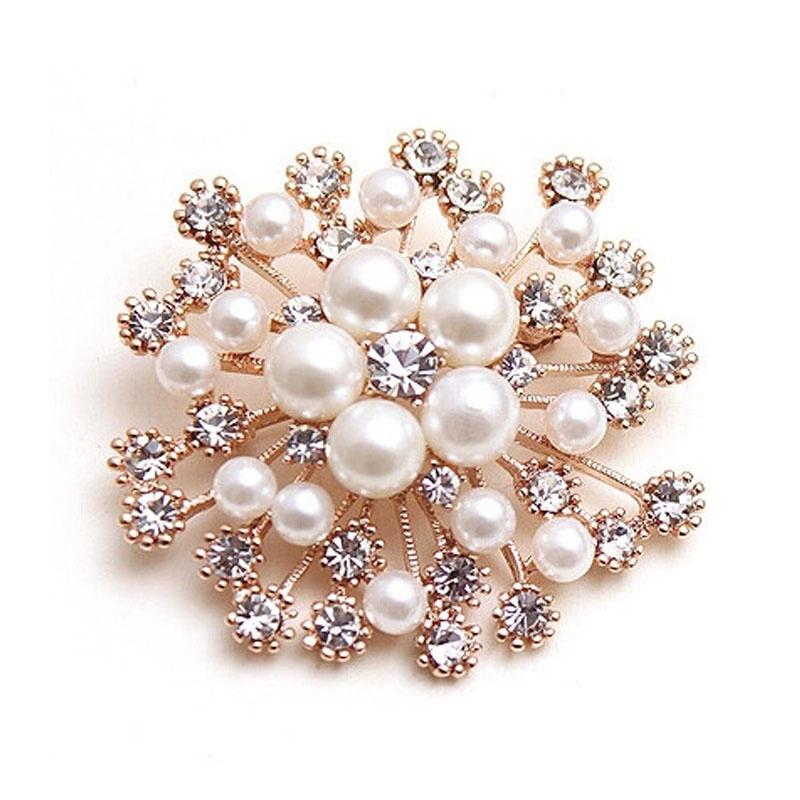 Fashion Women's Big Brooches Imitation Pearls Rhinestones Wedding Brooch Pin Jewelry Accessorise Gift