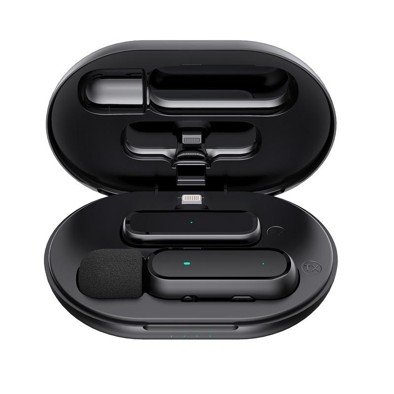 Wireless Lavalier Microphone 1TX+1RX with Charging Case - Noise Cancellation Display Clip-on Mic for YouTube/TikTok/Streaming