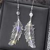 Elegant Long Feather Earrings Crystal Dangle Earrings Wedding Engagement Ear Jewelry Gift