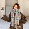 25 Thermal Scarves, High-end Girls, Sweet and Cute Imitation Cashmere Versatile Plaid Scarves