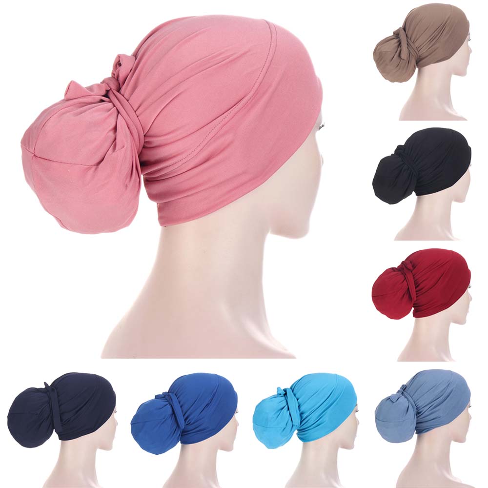 Мусульманские хиджабы женские шапочки Skullies Knot Bonnet тюрбан шляпа от выпадения волос химиотерапия рак банданы арабские исламские головные повязки платок новый