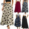 Юбка макси, регулируемая завязками, эластичная, высокая талия, длинная юбка с большим подолом, цветочным принтом, карманы, женская юбка