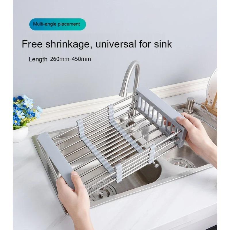 Сливная полка для кухонной раковины из нержавеющей стали 304, сушилка для посуды, органайзер для хранения, корзина для фруктов и овощей