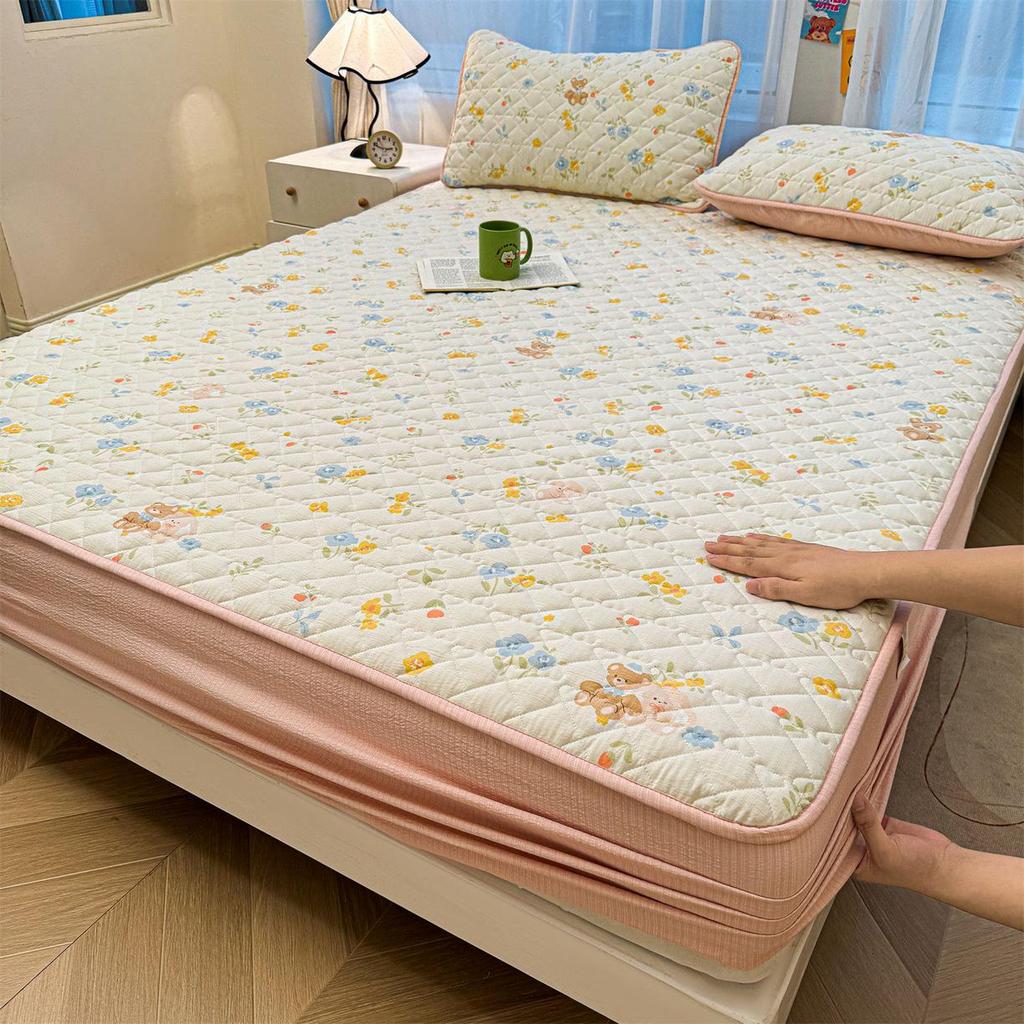 Ретро Стеганый Хлопковый Подогнанный Комплект Постельного Белья - 3 Предмета Издание 2025