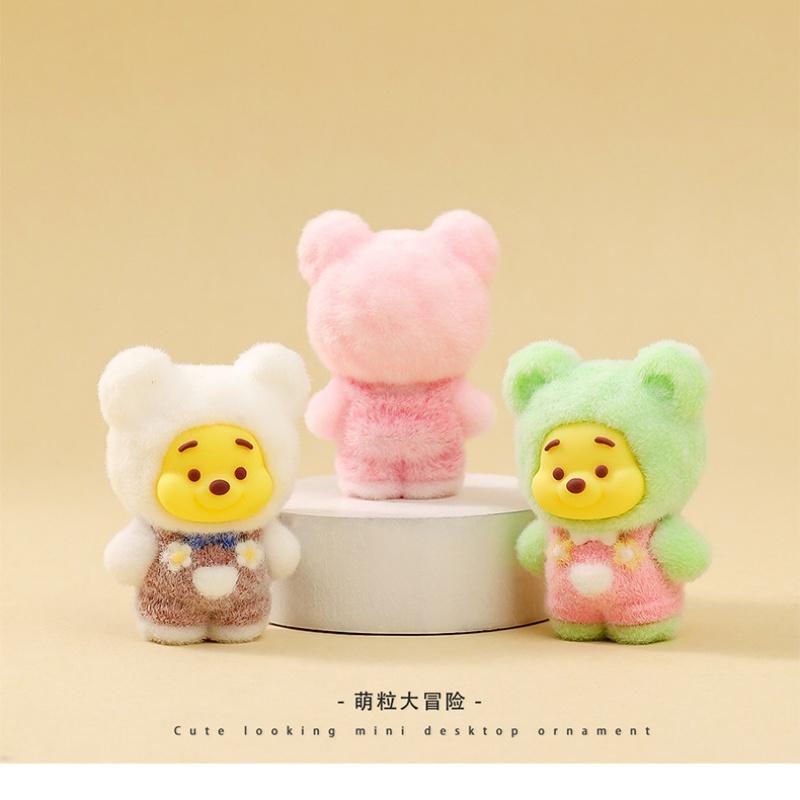 Cartoon Flocking Bear Blind Box Cute Doll Desktop Small Ornaments Trendy Live Broadcast Match-up Blind Bag For gift