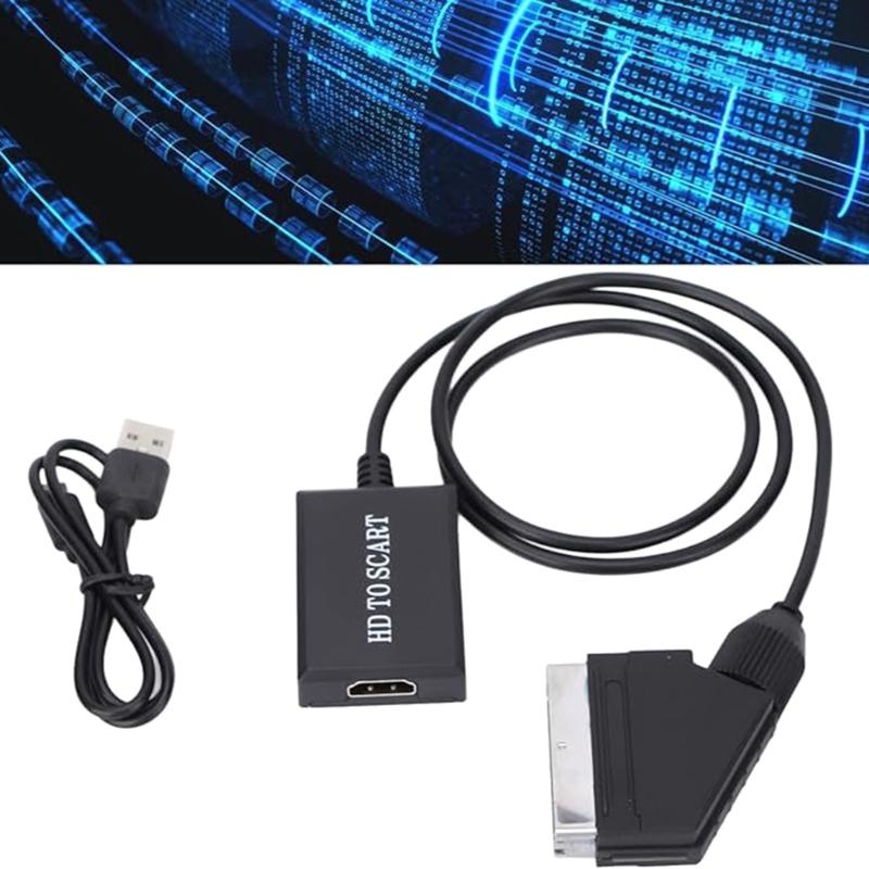Plug and Play Адаптер SCART на HDMI с поддержкой разрешения 720P 1080P для ЭЛТ-телевизоров, DVD-плееров, игровых консолей