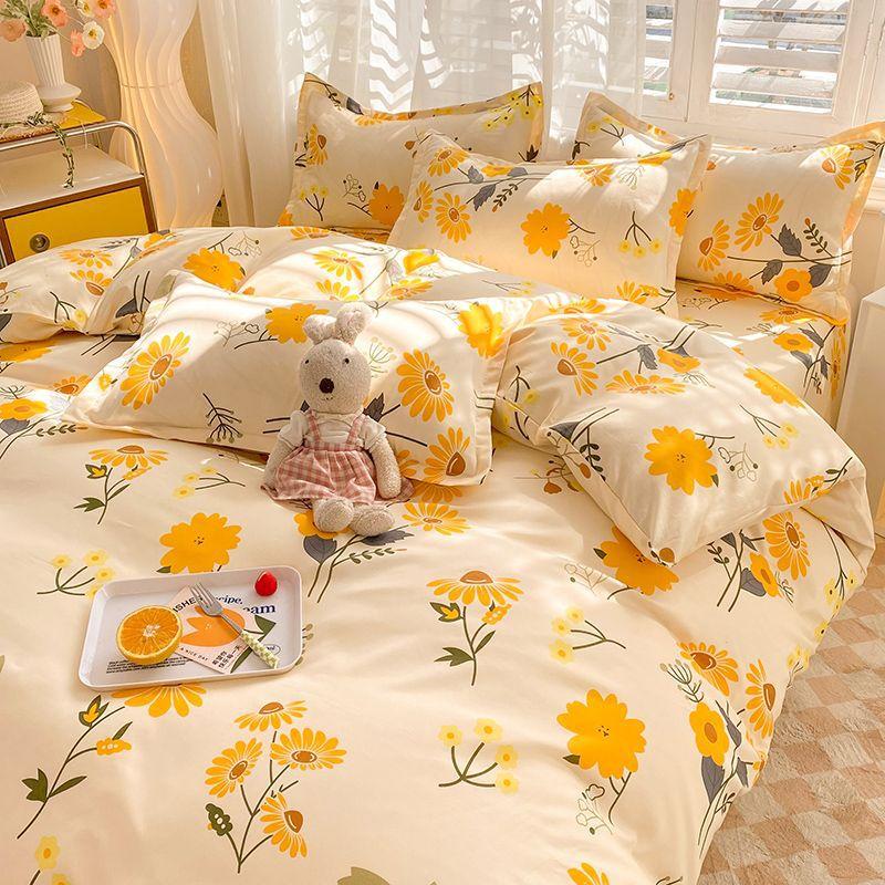 Cartoon Dormitory Three-piece Set Single Bedding Quilt Cover Double Bed Sheet Four-piece Set
