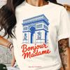 Paris T Shirt Arc de Triomphe Bonjour Madame France Summer Trendy Travel for Her vintage Washed homme Stretched Stylish