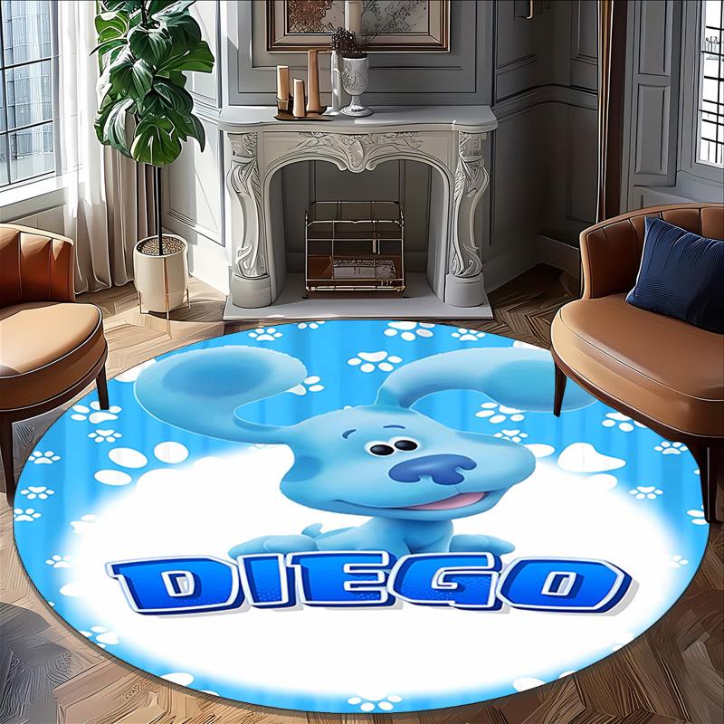 1pc Pistas da Blue Blue’s Clues3 Print Round Carpet Chair Round Carpet Suitable for Bedroom Living Room Home Decorative Carpet
