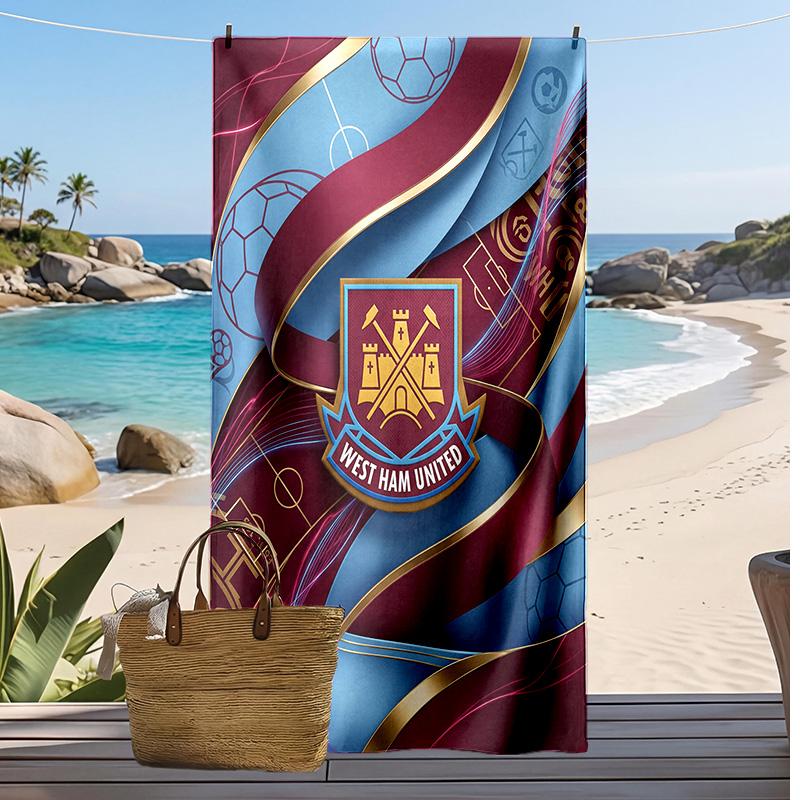 Пляжное полотенце West Ham United Football Print, Большое мягкое быстросохнущее полотенце для пляжа, кемпинга, плавания