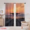 2Pcs,2D Plane Printing Light Filtering Curtains Sunset Landing Durable 100% Polyester Fabric (Without Rod) Decorations Inside