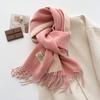 Winter Scarf Double-Sided Solid Color Unisex Scarf with Tassel Soft Comfortable Warm Scarf for Cold Weather