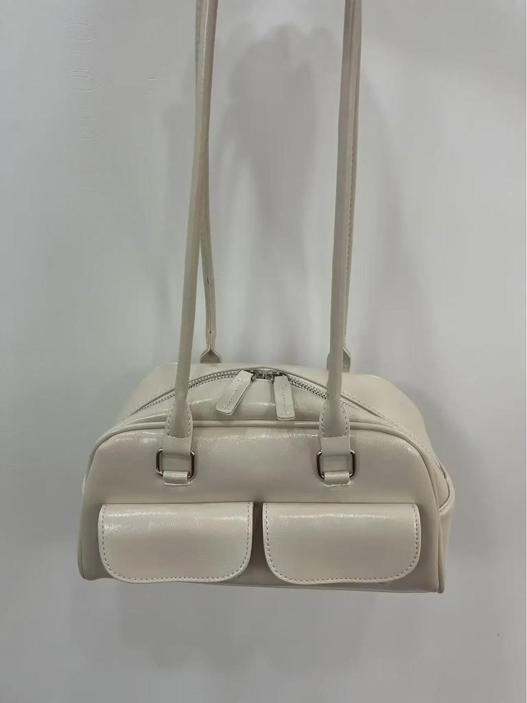 Korean Needle-Stunning Xu Yunzhen Style Waxed Leather Multi-Pocket Shoulder Bag