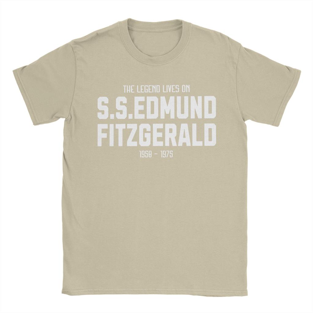 Edmund Fitzgerald T-Shirt Summer Great Ship Pure Cotton T Shirts For Men Hip Hop Casual Tshirt Short Sleeve Streetwear Tops