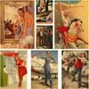 Retro Soviet Pin Up Girls Propaganda Posters Kraft Paper Home Decor Living Room Bar Cafe Decoration Wall Stickers Art Paintings